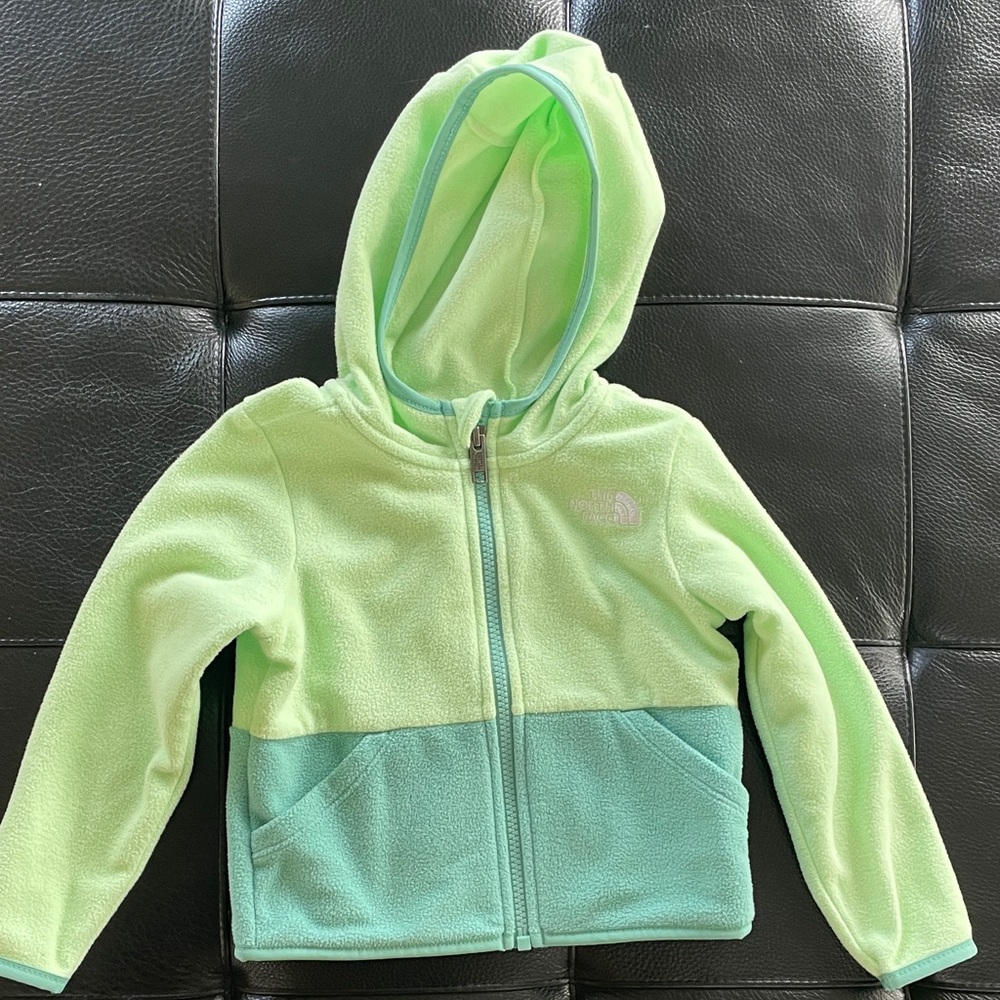 The North Face Kids Lime and Teal Fleece Hoodie